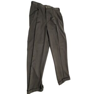 Savane Men Dress Pants Pleated Flat Front Brown Polyester Blend Size 34x32